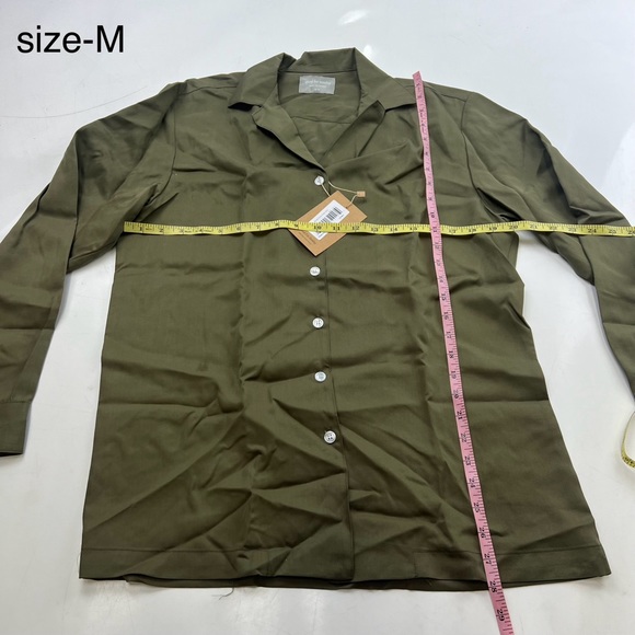 Good for Sunday women’s khaki canteen Tencel Notch Collar Shirt M L NWT L43-12 - Picture 4 of 7
